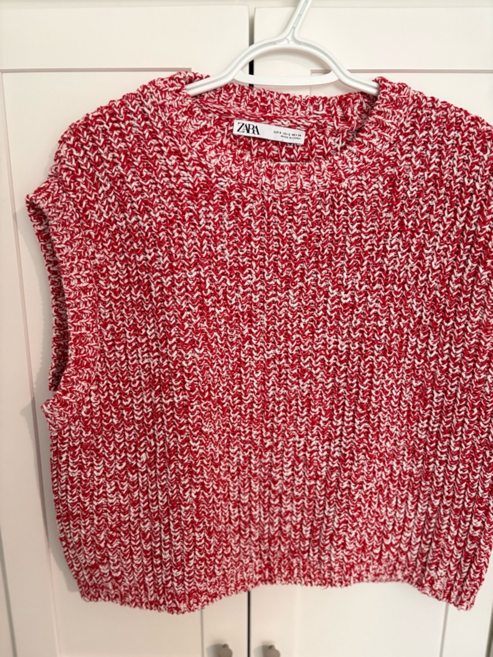 Zara Red & White Marled Crewneck Sweater
